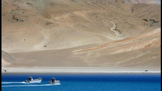Boats of Indian army patrol in the Pangong Tso, in Leh, Ladakh, India. China’s new land border law will not impact existing boundary treaties or change the country’s position on border-related questions, Chinese foreign ministry said (ANI) Boats of Indian army patrol in the Pangong Tso, in Leh, Ladakh, India. China’s new land border law will not impact existing boundary treaties or change the country’s position on border-related questions, Chinese foreign ministry said (ANI)