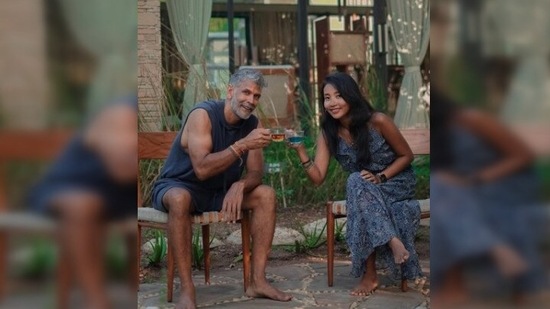 In the recent Instagram post of Milind Soman, he and his wife Ankita Konwar can be seen spending some quality time while sipping on their herbal teas.(Instagram/@milindrunning)