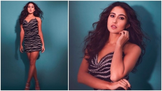 Earlier, Sara Ali Khan made jaws-drop when she attended a show in a stylish shimmery short black animal printed dress.(Instagram/@saraalikhan95)