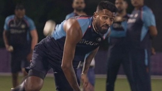 Hardik Pandya bowling in the nets seems to augur well for India. (BCCI)