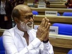 Rajinikanth gestures during the 67th National Film Awards presentation ceremony, at Vigyan Bhawan in New Delhi. (PTI)(PTI) Rajinikanth gestures during the 67th National Film Awards presentation ceremony, at Vigyan Bhawan in New Delhi. (PTI)(PTI)