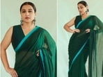 Every Indian girl wishes to have a saree collection like Vidya Balan. In her recent Instagram pictures, the actor can be seen wearing a beautiful green handwoven saree.(Instagram/@balanvidya)