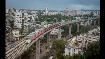 The Maharashtra Metro Rail Corporation will begin commercial operations of the Pune Metro operation from December this year, Maha-Metro announced at a press conference on Friday. (Pratham Gokhale/HT Photo)