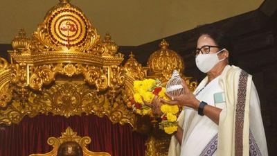 West Bengal chief minister Mamata Banerjee offers prayer at Tapobhumi Math, in Goa. (PTI) West Bengal chief minister Mamata Banerjee offers prayer at Tapobhumi Math, in Goa. (PTI)