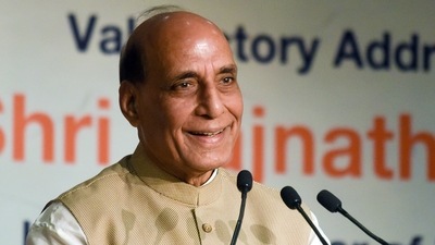 "Now Modi has brought Swadeshi 4.0,” Rajnath Singh said, while addressing a conference (ANI)