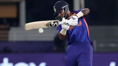 India's Hardik Pandya bats during the Cricket Twenty20 World Cup match between India and Pakistan in Dubai, UAE, Sunday, Oct. 24, 2021. (AP) India's Hardik Pandya bats during the Cricket Twenty20 World Cup match between India and Pakistan in Dubai, UAE, Sunday, Oct. 24, 2021. (AP)
