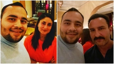 Kareena Kapoor and Saif Ali Khan with their fan. Kareena Kapoor and Saif Ali Khan with their fan.