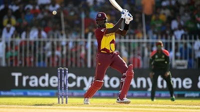 A late entry into the West Indies' squad, Jason Holder's cameo of 15* off 5 lifted the total to 142/7. (Getty) A late entry into the West Indies' squad, Jason Holder's cameo of 15* off 5 lifted the total to 142/7. (Getty)