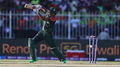 Mohammad Naim played on to a delivery from Jason Holder. (Getty) Mohammad Naim played on to a delivery from Jason Holder. (Getty)