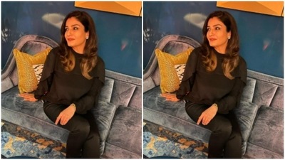 Raveena accessorised her look for the night with a statement red and silver ring. (Instagram/@officialraveenatandon) Raveena accessorised her look for the night with a statement red and silver ring. (Instagram/@officialraveenatandon)