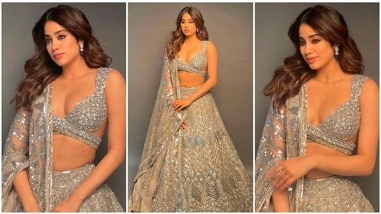 Janhvi Kapoor's outfits are always on point. From casual airport look to fancy red carpet look, the Dhadak actor sure knows hot to nail every outfit that she dons. Recently, Janhvi's stylist Tanya Ghavri shared a few photos of the actor in a stunning ivory lehenga that will surely leave you spellbound.(Instagram/@tanghavri)