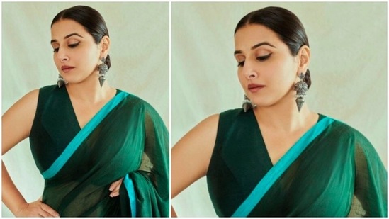 Vidya Balan picked this earthy saree from the label House of Urrmi which has a collection of both contemporary and traditional attires.(Instagram/@balanvidya)
