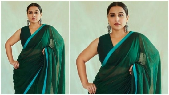 Vidya Balan makes heads turn in this green handwoven Mul saree ...