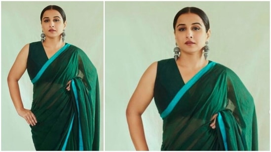 Vidya Balan makes heads turn in this green handwoven Mul saree | Hindustan  Times