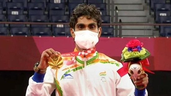 Shuttler Pramod Bhagat won a gold medal in the Men's Singles SL3 event at Tokyo 2020 Paralympics.&nbsp;(PTI)