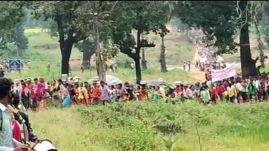 Tribals and villagers are protesting to demand that the Chhattisgarh government act on the inquiry report into the  Edesmetta encounter(Sourced)