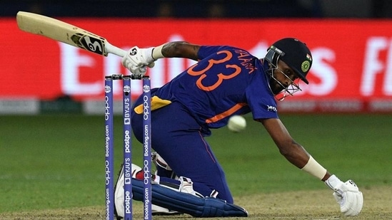 Hardik Pandya in action against Pakistan at T20 World Cup(AP)