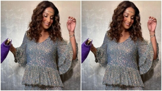 Assisted by hairstylist and makeup artist Shraddha Mishra, Bipasha accessorised her look for the Halloween party with a glittery gold band on her forehead to give the pictures all the “Disco” vibes.(Instagram/@bipashabasu)