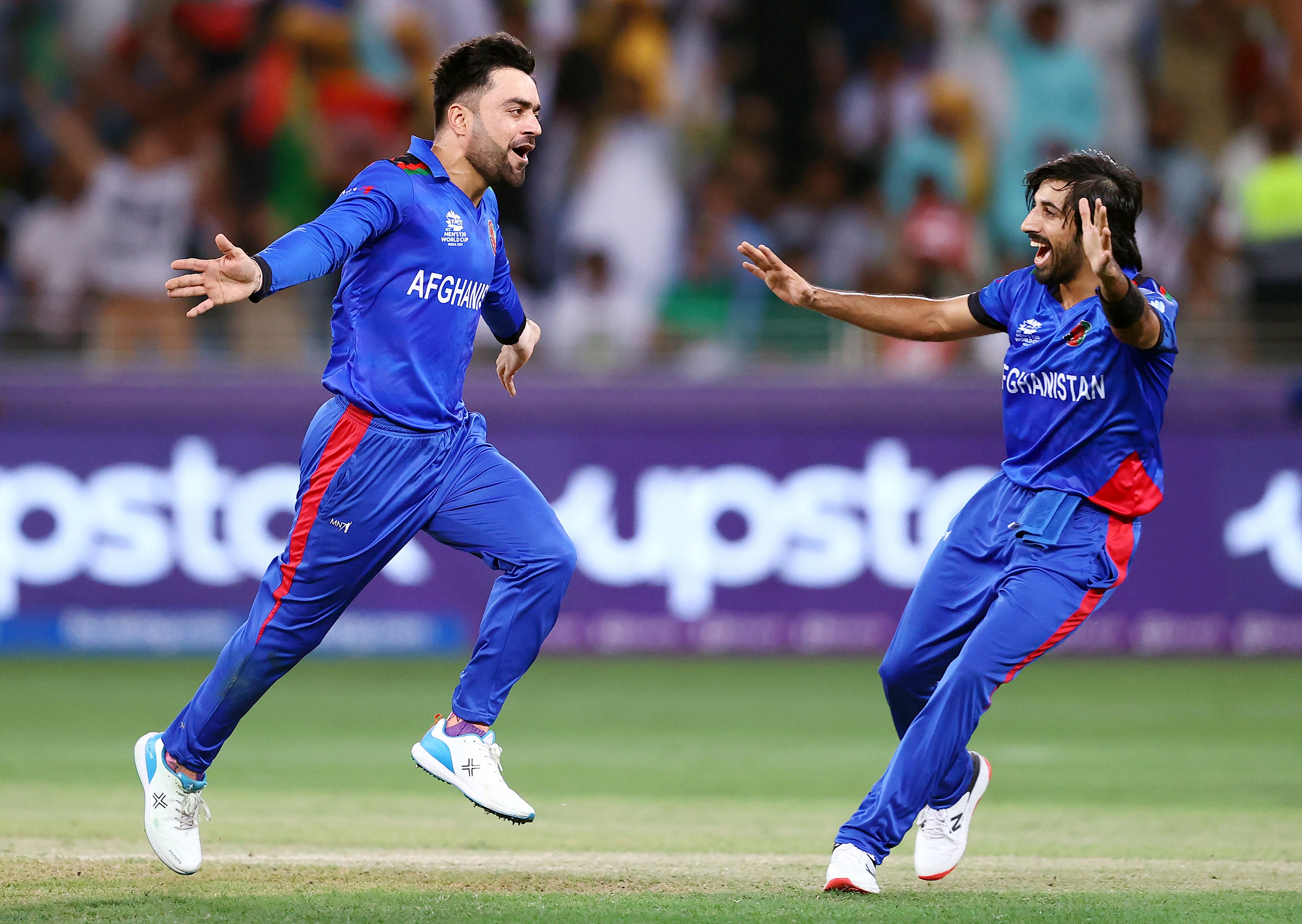 Rashid Khan of Afghanistan celebrates the wicket of Babar Azam(ANI)