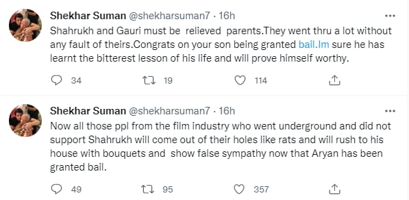 Shekhar Suman supported Shah Rukh and Gauri.