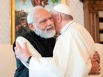 India's Prime Minister Narendra Modi, left, and Pope Francis hug on the occasion of their private audience at the Vatican.(AP) India's Prime Minister Narendra Modi, left, and Pope Francis hug on the occasion of their private audience at the Vatican.(AP)