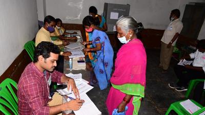 Late on Saturday night, officials of the State Election Commission said that the approximate voter turnout at 7 pm was 69% in Sindgi and 84% in Hangal. “Details will be updated soon,” read the Commission communication. (Agencies) Late on Saturday night, officials of the State Election Commission said that the approximate voter turnout at 7 pm was 69% in Sindgi and 84% in Hangal. “Details will be updated soon,” read the Commission communication. (Agencies)