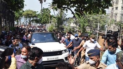 Bollywood actor Shah Rukh Khan's son Aryan Khan reaches his home 'Mannat' after being granted bail in the drugs-on-cruise case, in Mumbai on Saturday. (ANI Photo) Bollywood actor Shah Rukh Khan's son Aryan Khan reaches his home 'Mannat' after being granted bail in the drugs-on-cruise case, in Mumbai on Saturday. (ANI Photo)