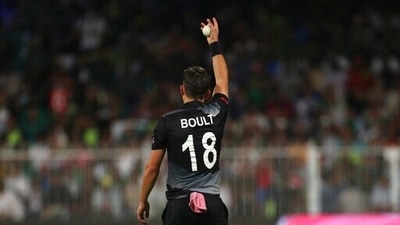 New Zealand's Trent Boult gestures to teammates before bowling his last over during the Cricket Twenty20 World Cup match between New Zealand and Pakistan in Sharjah (AP) New Zealand's Trent Boult gestures to teammates before bowling his last over during the Cricket Twenty20 World Cup match between New Zealand and Pakistan in Sharjah (AP)