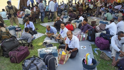 Election officials ahead of bypolls in Baksa. (PTI) Election officials ahead of bypolls in Baksa. (PTI)