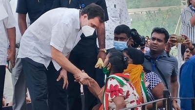 Congress leader Rahul Gandhi interacts with fisherfolk during a public meeting at Velsao, in Goa. (PTI Photo) Congress leader Rahul Gandhi interacts with fisherfolk during a public meeting at Velsao, in Goa. (PTI Photo)