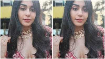 Adah teamed the long-sleeved midriff-baring lehenga with a long flowy skirt. (Instagram/@adah_ki_adah) Adah teamed the long-sleeved midriff-baring lehenga with a long flowy skirt. (Instagram/@adah_ki_adah)