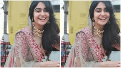 The lehenga is intricately embroidered in silver zari on red and makes Adah look right out of a fairytale. (Instagram/@adah_ki_adah) The lehenga is intricately embroidered in silver zari on red and makes Adah look right out of a fairytale. (Instagram/@adah_ki_adah)