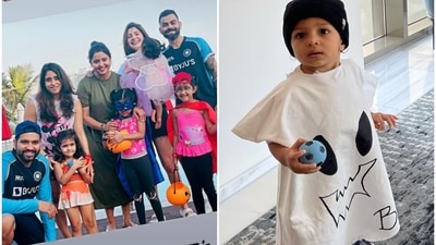 Halloween 2021: Anushka Sharma-Virat Kohli’s daughter Vamika, Hardik Pandya-Natasa Stankovic’s son Agastya and others dressed up for the celebrations. Halloween 2021: Anushka Sharma-Virat Kohli’s daughter Vamika, Hardik Pandya-Natasa Stankovic’s son Agastya and others dressed up for the celebrations.