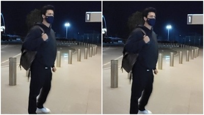 Vicky looked dapper in a black sweatshirt teamed with a pair of black trousers. (HT Photos/Varinder Chawla) Vicky looked dapper in a black sweatshirt teamed with a pair of black trousers. (HT Photos/Varinder Chawla)