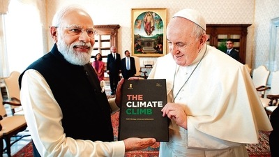 PM Modi briefed the Pope about The Pope appreciated India’s assistance to countries in need during the pandemic, the ministry said. (AFP) PM Modi briefed the Pope about The Pope appreciated India’s assistance to countries in need during the pandemic, the ministry said. (AFP)