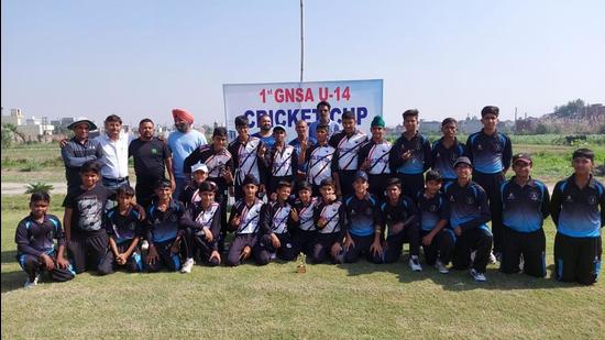 Crystal Club bagged victory against SC Academy by five wickets in a low-scoring 40 over league match during the GNSA Under-14 Cricket Tournament in Jassian, Ludhiana, on Saturday (HT Photo)