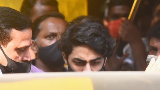 Aryan Khan is seen walking out of Mumbai's Arthur Road prison. (HT Photo)