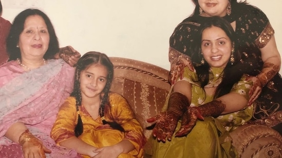 Ananya Panday looks cute in braids as she spends time with her relatives during a family function. 