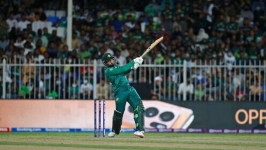 Pakistan's Asif Ali hits a six during the Cricket Twenty20 World Cup match (AP)