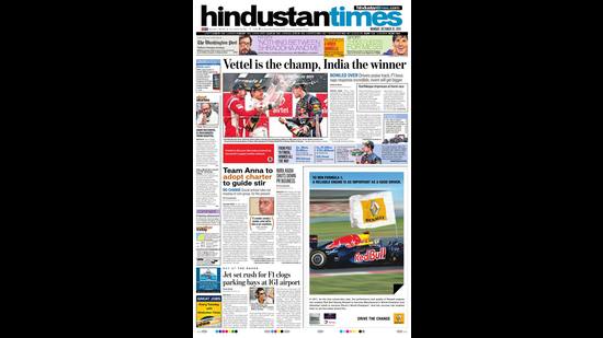 A screengrab of the Hindustan Times on October 31, 2011.