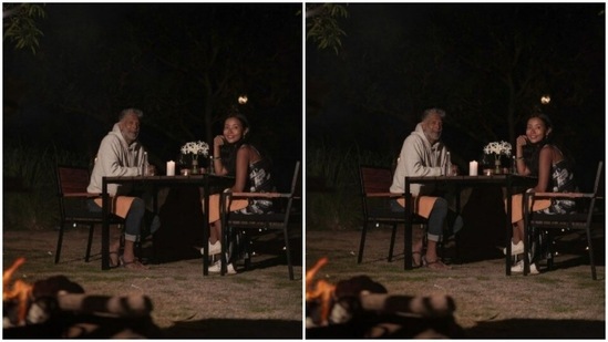 Milind and Ankita were all smiles for the camera, in the middle of a dark forest.(Instagram/@ankita_earthy)