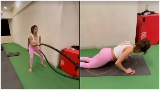 Janhvi Kapoor kickstarts the weekend with animal flow workout(Instagram/@janhvikapoor)