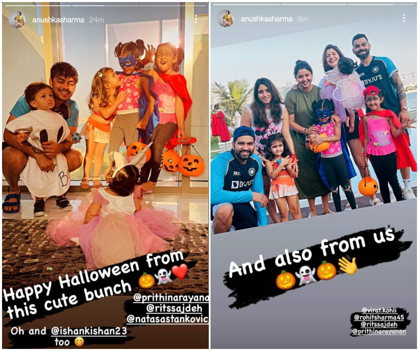 Anushka Sharma shared pictures from their Halloween celebrations on Instagram Stories.
