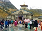 Devotees visiting Kedarnath temple amid heavy rains, in Rudraprayag, Uttarakhand. Devotees visiting Kedarnath temple amid heavy rains, in Rudraprayag, Uttarakhand.