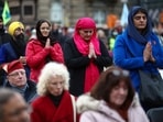 Religious leaders and faith community members hold a COP26 vigil and lead a prayer ahead of the UN Climate Change Conference in Glasgow, Scotland, on Sunday.&nbsp;
