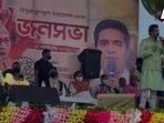 BJP leader Rajib Banerjee joins TMC at party's general secretary Abhishek Banerjee's public meeting in Tripura. (ANI Twitter)