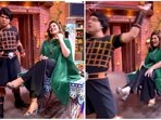 Archana Puran Singh and Krushna Abhishek on the sets of The Kapil Sharma Show.
