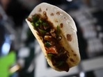 The taco is made of chili pepper grown in space. The taco is made of chili pepper grown in space.