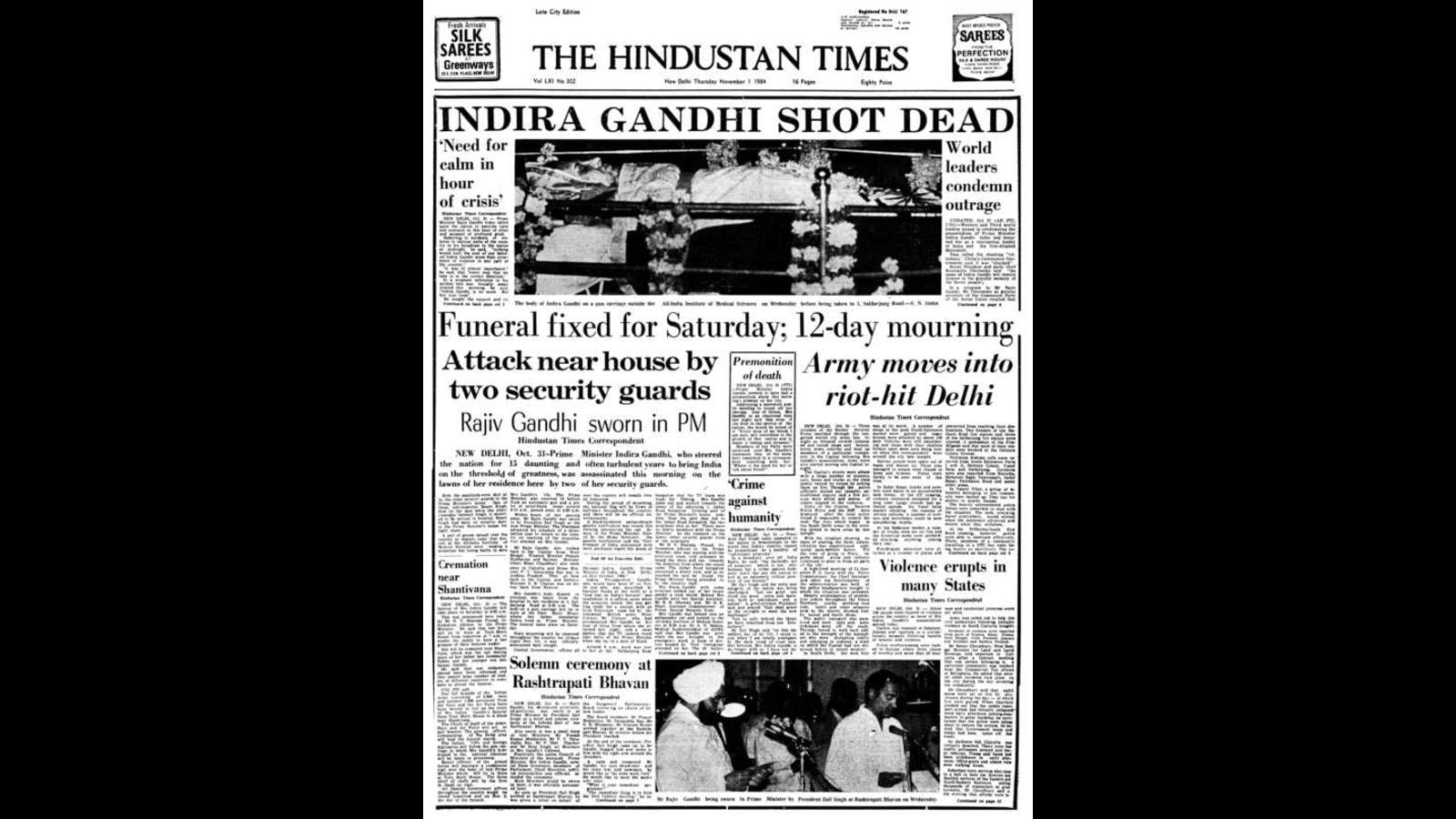 1600px x 900px - HT THIS DAY: November 1, 1984 â€” Prime Minister Indira Gandhi shot dead;  12-day mourning announced | Latest News India - Hindustan Times