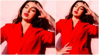 Bhumi Pednekar picked this beautiful, bold outfit from the luxury prêt-à-couture Nirmooha by Prreeti Jaiin Nainutia. (Instagram/@bhumipednekar) Bhumi Pednekar picked this beautiful, bold outfit from the luxury prêt-à-couture Nirmooha by Prreeti Jaiin Nainutia. (Instagram/@bhumipednekar)
